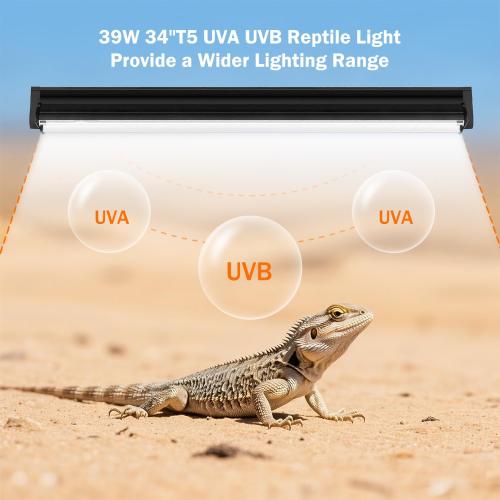 Pack of 2 T5 10.0 UVB Reptile Light Bulb 39W, UVA UVB Light Bulb for Reptiles, 2 Pack Reptile UVB Lamp Tube 33 Inch, for Bearded Dragon, Lizards, Chameleons