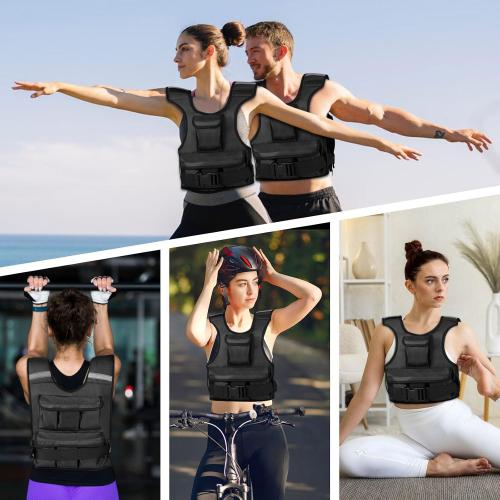 Color Black Adjustable Weighted Vest for Women, Customizable 0-18 lbs Strength Training Vest with 10 Removable Sandbag, Breathable Design, Reflective Safety Strips for Running, Hiking, and Fitness