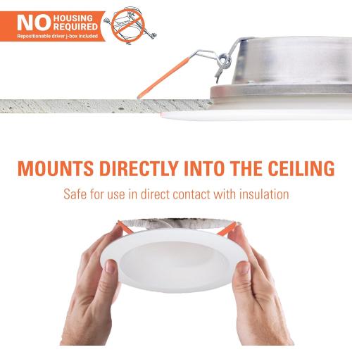 HALO LT 6 in Canless LED Recessed Indoor/Outdoor Dimmable Ceiling Downlight, Wet Location Rated, Selectable Color Temperature, 2700K-5000K, 750 Lumens, Wet Location - LTC608FS5B