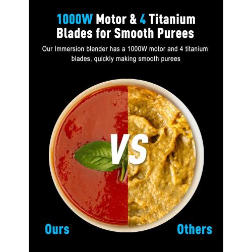 1000W Powerful Immersion Blender handheld, 2025 New Update Hand Blender with 25-Speed, Scratch-Resistant Corded Hand Mixer with Heavy-Duty Copper Brushless Motor and Gift Box