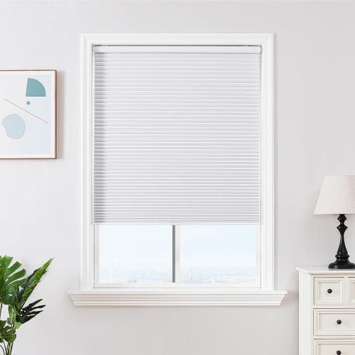 Joydeco No Tools No Drill Window Blinds for Indoor Windows, Blackout Shades Cellular Shades Cordless, No Drill Blinds for Windows, Window Shades for Home, Bedrooms, Doors (White, 36 W x 64 H)