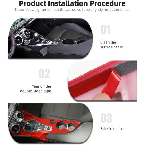 CheroCar Center Console Gear Shift Panel Trim Cover Interior Decoration for Chevrolet Camaro 2016  (Red)