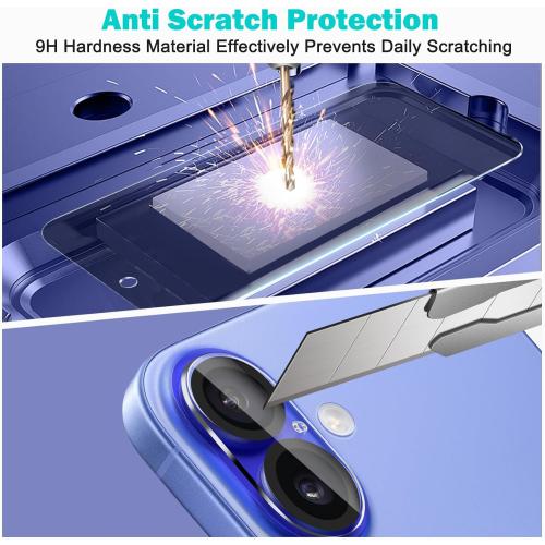 PEHAEL 3 3Pack for iPhone 16 Plus Privacy Screen Protector with Camera Lens Protector Full Coverage Anti-Spy Tempered Glass Film 9H Hardness Easy Installation Bubble Free [6.7 inch]