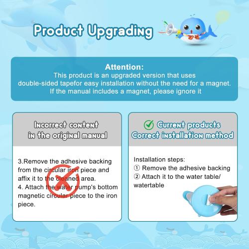 Dolphins Water Table Pump, Cordless Rechargeable Pump for Water Tables