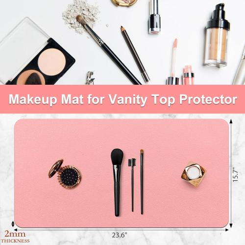 Makeup Mat for Vanity - Waterproof | Oil-Proof | Dust-Resistant | Soft and Comfortable Desk Protection, Ideal for Makeup Tables and Workbenches (15.7X23.6, Pink)