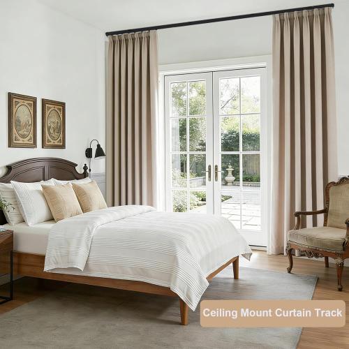 MaKefeile Ceiling Curtain Track, Heavy Duty Curtain Tracks System for Room Divider, Wall Mount Sliding Curtain Rail with Clip and Hooks Set for Living Room, Bedroom, Shower, Outdoor, Black, 3ft-6ft