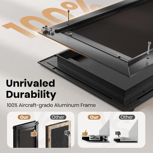 Black All Aluminum Dog Door for Exterior Door, Large Doggy Door, Heavy Duty Pet Door, Double Magnetic Flaps, Thermal Tnsulation, Energy Efficient, Sliding Lock Panel (Pets Up to 110Lb).