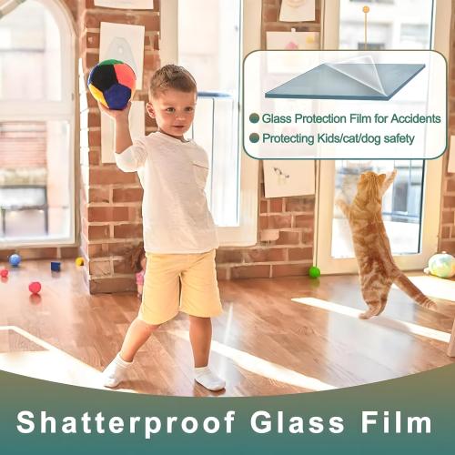 4 Mil Clear Security and Safety Window Film Shatterproof Film for Glass Windows Anti Shatter Tempered Glass Cover Clings Film for Home and Office