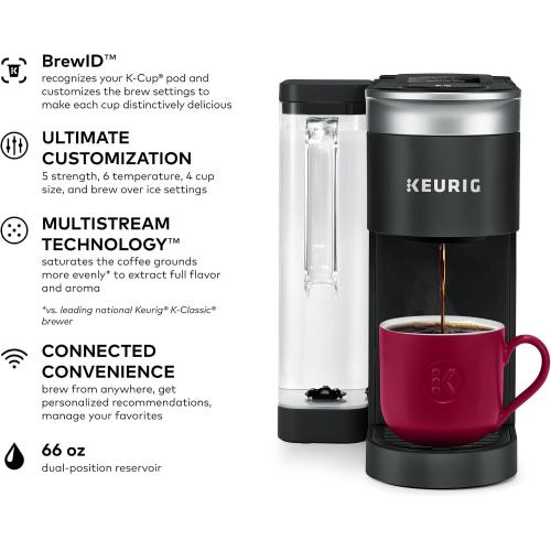 Keurig K-Supreme SMART Coffee Maker, MultiStream Technology, Brews 6-12oz Cup Sizes, Black