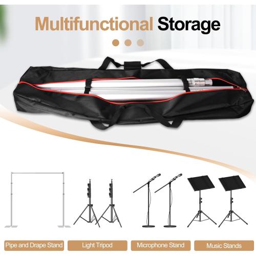 Size 51in Color Black  Tripod Carrying Case, Heavy Duty Tripod Bag with Handles, Full Double Zipper, Inner Pocket, Padded Carry Case for Pipe and Drape Kit, Light, Speaker, Mic Stand
