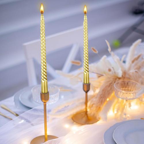 10 Inch Taper Candle, Set of 9,Tapered Candles Burn for 7 Hours, Long Sticks,Tall Candlesticks, Dinner Party, Wedding, Halloween (25cm, Gold)