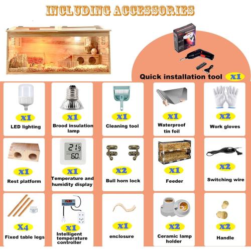 Brooder Box for Chicks,with Sliding Door,Table Legs,2 Types of Thermometer with Heat Lamp Set Suitable for Chicks/Duck/Parrot/Hamster(31.5×15.7×15.7)