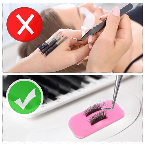 Maitys 3 Pieces Eyelash Extension Silicone Pads for Lashes Reusable Adhesive Silicone False Eyelash Extension Holder Pads for Loose Lash Grafting Gasket Pallet(Pink) JUST CAME 3 PIECES