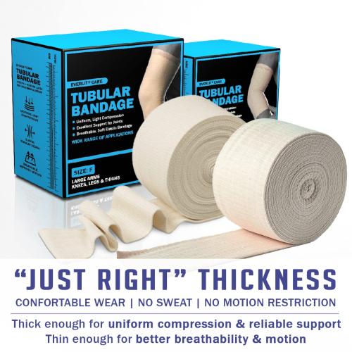 EVERLIT Elasticated Tubular Support Bandage | Stockinette Tubing for Large Arm, Knees, Legs | Light to Moderate Compression Bandage Roll For Tissue Support (Size F | 4 x 11 yd)