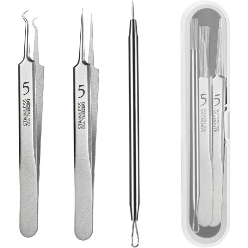 WSYUB Blackhead Tweezers, Milia Remover, Pimple Popper Tool,Ingrown Hair Tweezers, Blackhead Extractor