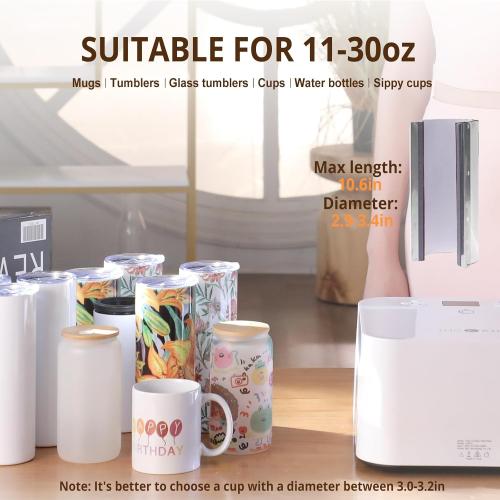 HTVRONT Auto Tumbler Heat Press Machine - Mug Heat Press Heat Up Fast & Even, Professional Tumbler Press High-Security for 2.95-3.18 Sublimation Tumblers, Cups, Glasses and Mugs, White