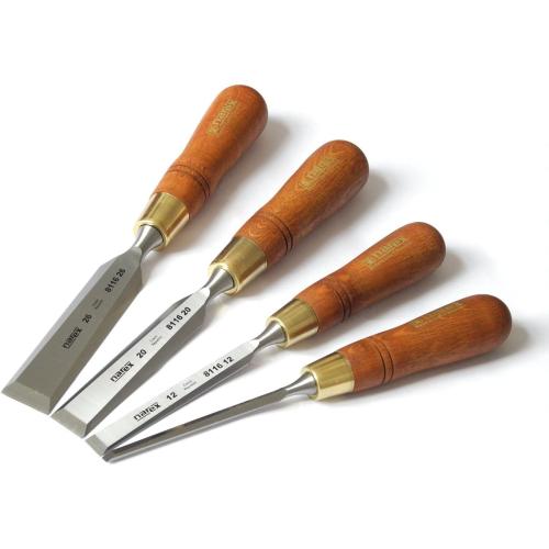4 Pack Narex Czech Steel Premium 4 pc set 6 (1/4), 12 (1/2), 20 (3/4), 26 (1) mm Chisels w/Hornbeam Handles