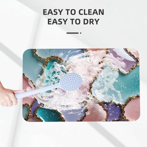 Colorful Agate Stone Bath Mats Quick Dry Absorbent Bath Rugs Rubber Non Slip Bath Mat for Bathroom Floor Tub Shower Sink 16×24