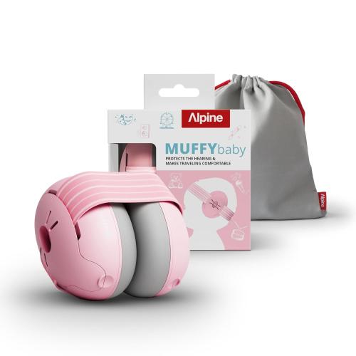 Alpine Muffy Baby Ear Protection for Babies and Toddlers up to 36 Months - CE & ANSI Certified - Noise Reduction Earmuffs - Comfortable Baby Headphones Against Hearing Damage & Improves Sleep - Blush
