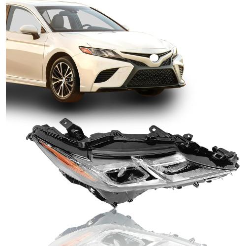 ILAMP Headlight Fit For 2018 2019 2020 Toyota Camry L/LE/SE 2018 2019 2020 Projector LED Headlamp (Right Passenger) W/Clear Lens RH 81110-06C40 CM17A01-4R