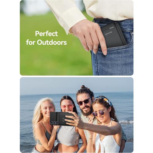 Black NEWDERY Battery Case  Qi Wireless Charging, Fast Charging, Sync Data Supported, Powerful Portable Rechargeable Charger Case  Black