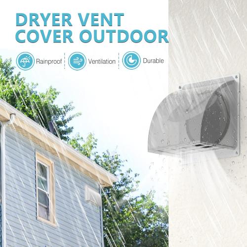4 Inch Dryer Vent Cover Outside, HG Power Metal Exterior Vent Cover with Removable Screen & Cushioned Non-Return Flap, Air Wall Vent for House, Range Hood, AC, Opening Diameter: 3.81 White
