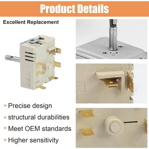 DG44-01006B PER001-12D Dual Infinite Switch Compatible with Samsung Range Surface Element Control, DG44-01006B Dual Infinite Switch Replaces for Samsung PER001-12D, for Stove Replacement Parts