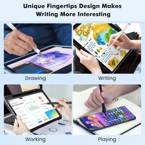 Stylus Pen for Touchscreen, MEKO 2-in-1 High Sensitivity Fingertip Stylus Pens for iPhone iPad Android Tablets Smartphone All Universal Touch Screens(2 Pack Black/White)