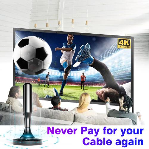 HIDB TV Antenna for Smart TV Indoor, Digital Indoor HD Antennas with Strong Magnetic Base, Easy Installation, Long Range Reception for Local Channels 4K 1080P, 10ft Long Cables (Black)