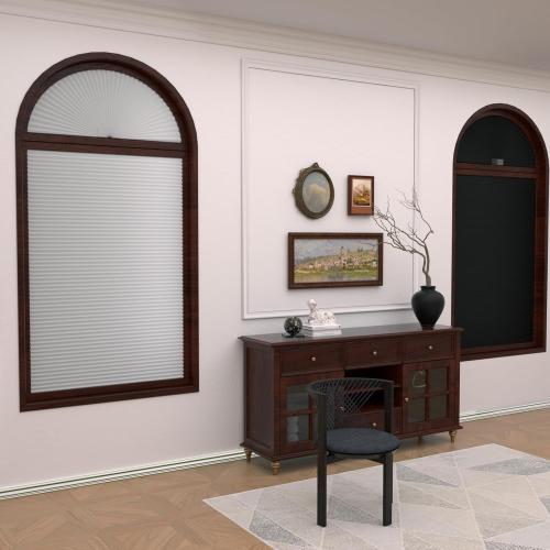 Myshade Arch Window Shades Half Circle Blackout Cellular Shades Cordless No Drill Blinds for Windows Half Moon Honeycomb Fabric No Tools Room Darkening Shades Easy Install (1PCS White 72 W X 36 H)