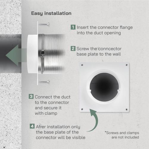 Vent Systems 4 inch Air Vent Duct Connector Flange Straight Ventilation Pipe Plastic Ducting Connector Plate for Cooling Heating Ventilation System HVAC 4 inch - Pack of (1)
