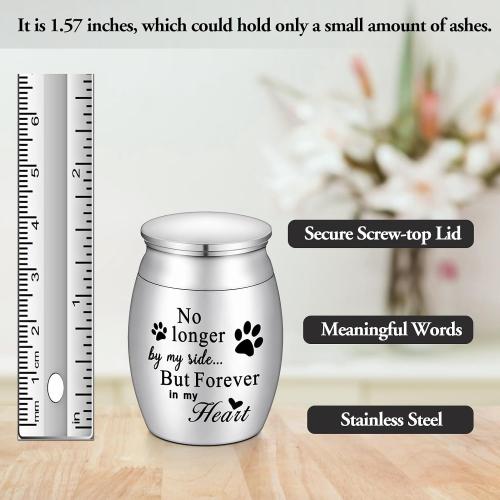 XIUDA Wooden Mini Pet Memorial Small Urns for Dog Ashes Stainless Steel Cremation Mini Urn with Black Walunt Box Funeral Pet Paw Print Keepsake Urn for Ashes