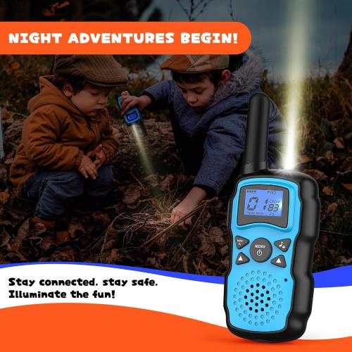 Wishouse Rechargeable Walkie Talkies Blue for Kids Long Range with USB Charger,Outdoor Camping Games with Flashlight Indoor Fun Army Toys for Boys Girls Family,Xmas Birthday Gift for 3-12 Year Old Children
