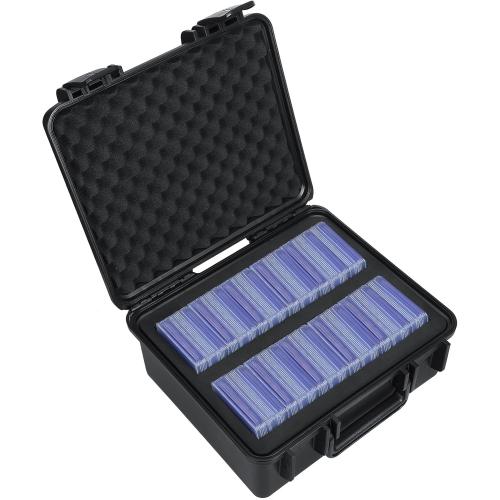 Waterproof Toploader Storage Box for 3 x 4 35PT Rigid Card Holder, Trading Card Case Holds 300 Toploaders, Fit Sport Card with ONE Touch Magnetic Card Holder