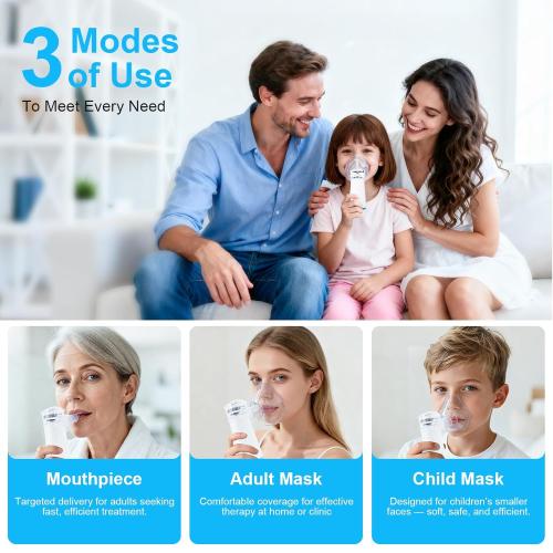 Smart Portable Nebulizer OTC for Adults and Kids with LCD Screen,3 odes & Auto-Cleaning,Professional Handheld Inhaler Mist Breathing Treatment Machine for Travel & Home