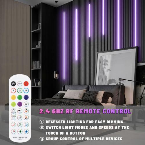 Lichaser RGB Black Smart Recessed Lighting for Acoustic Panel, 6 Pcs WiFi LED Strip Light for Wood Slat Wall Panel Compatible with Alexa, Self-Adhesive Smart LED for Slat Wall (2*36 2*24 2*16 in)