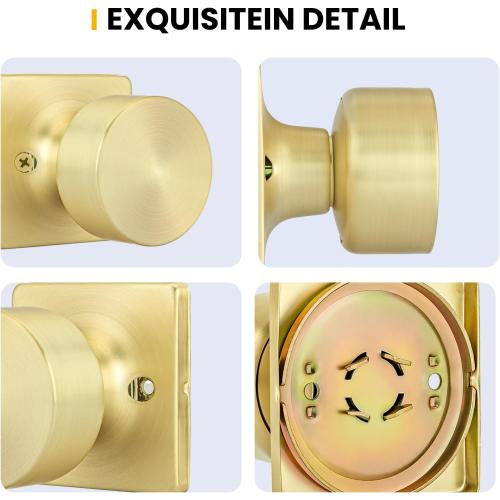 Goldenwarm Brushed Gold Dummy Door Knobs No-Function, Single-Side Gold Door Knobs for Handle, Closet Door Knob Pull/Handle Function for Pantry/French Doors 1 Pack