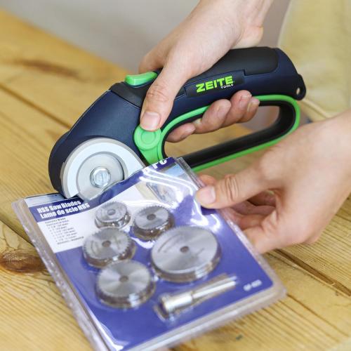 ZEITE 4V Cordless Electric Scissors,Cardboard Cutter with 2 Blades,Storage Box,USB Charging Cable,Power Rotary Cutter,Max Cutting 1/4,for Cardboard Box,Thin Carpet & Plastic, Easy to Hold and Safe