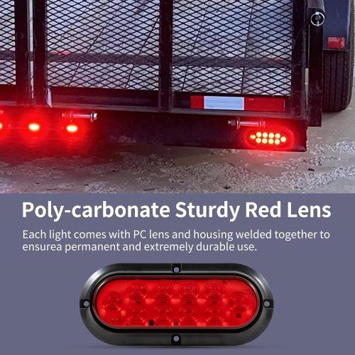 2Pcs 6 Oval LED Trailer Lights Kit 10 LED Marker Lights, Brake Lights, Stop/Turn Signals Waterproof Utility Tail Lights for Trucks, Trailers, RVs, Boats