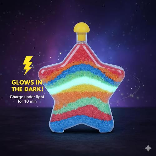 MAGICACORN Glow Sand Art Kit – DIY Craft for Kids Ages 5-12, Fun Creative Gift (Star Bottle)