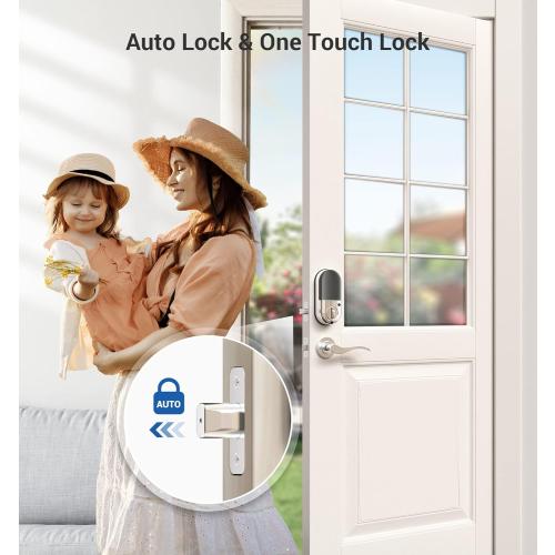 Veise RZ07 Smart Lock, Fingerprint Door Lock, 7-in-1 Keyless Entry with App Control, Electronic Touchscreen Keypad Deadbolt, Biometric Smart Locks for Front Door, Satin Nickel