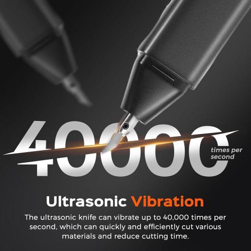 Bonvoisin Ultrasonic Cutter Knife Crodless Handheld 30W 40KHz with Rechargeable Battery, 50 Replacement Blades for Plastic, Acrylic, Carbon Fiber Sheets, Thin Circuit Boards, 3D Printed Models