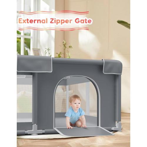 Baby Playpen Baby Play Pen for Babies and Toddlers Safe Anti-Fall Baby Play Yards Indoor & Outdoor Sturdy Safety Baby Activity Center with Soft Breathable Mesh Baby Fence 50×50 Inch