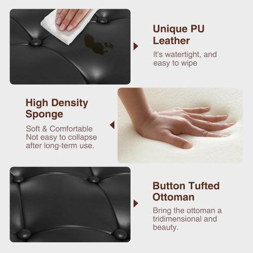 Size 51 Color Black Storage Ottoman Bench,51-Inch Large Storage Bench for Bedroom End of Bed, 30 Gallons Faux Leather Ottoman with Storage for Bedroom, Living Room, Entryway, Black