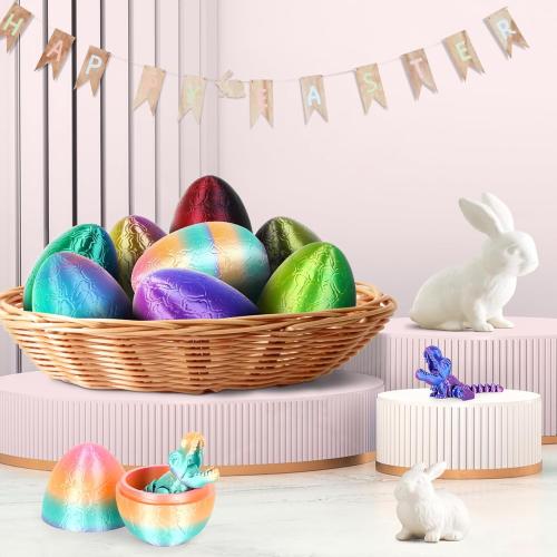 3D Printed Dragon Kids Dinosaur Toys 3D Printed Fidget Toys, Articulated Dragon Egg, 3D Dragon, Home Office Decor Executive Desk Toy 3D Printed Dragon Eggs with Dragon Inside (Blue - Green)