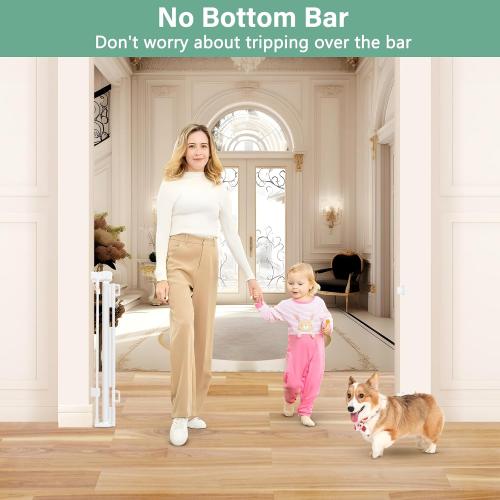 Size 55 Color White Reinforced 26 Inch Tall Retractable Baby Gates to Step Over 55 Wide Small Outdoor Retractable Child Gates for Doorways Short Retractable Dog Gates for Baby Indoor Retractable Stairs Gate for Kids