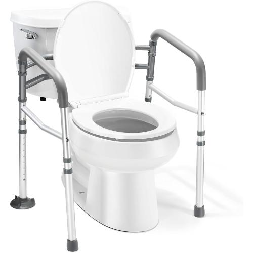 Medical king Toilet Safety Rail - Adjustable Detachable Toilet Safety Frame with Handles Heavy-Duty Toilet Safety Rails Stand Alone - Toilet Safety Rails for Elderly, Handicapped - Fits Most Toilets