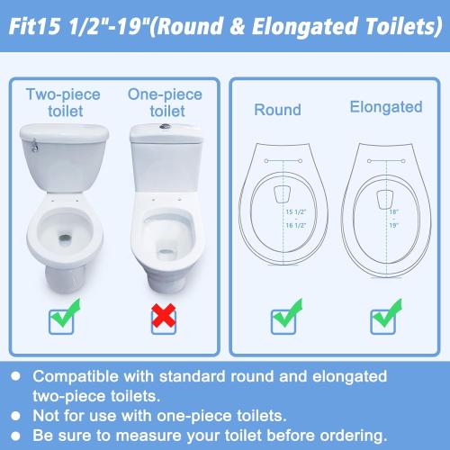 Raised Toilet Seat Risers for Seniors, Elevated Toilet Seat with Handles, 3-Level Height Adjustable, Support up to 300 Lbs