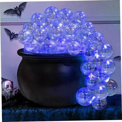 Halloween Cauldron Bubbling Cauldron with LED Light USB Charging Pot DIY Plastic with Clear Balls, String Light ＆ Cotton Kit for Halloween Decor, Pot