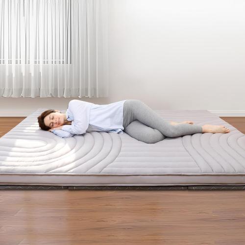 ZonLi Japanese Floor Futon Mattress Extra Thick, Vintage Striped Quilting Twin Size, Mattress Topper Portable Sleeping Pad for Adults, Roll Up Tatami Mat